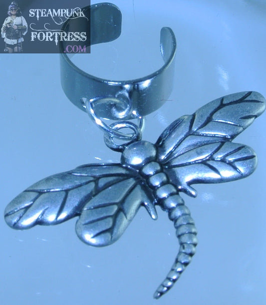 CUFF SILVER DRAGONFLY LARGE FLAT EAR CUFF COSPLAY COSTUME NON PIERCED NON PIERCING STARR WILDE STEAMPUNK FORTRESS