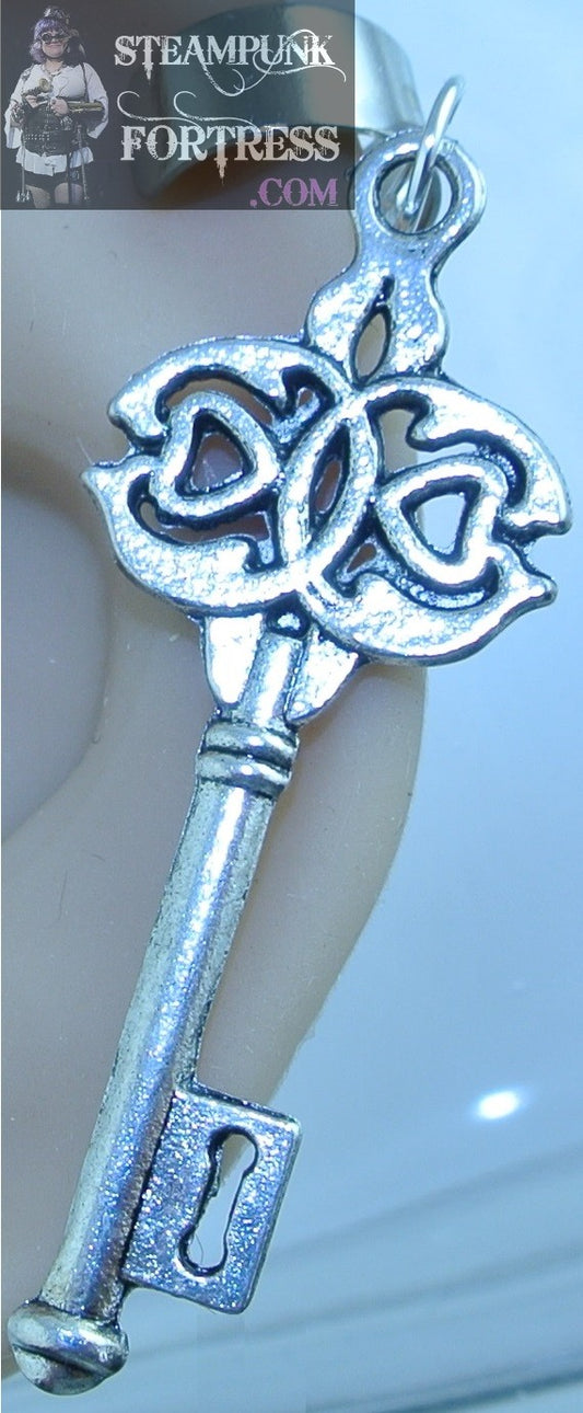 CUFF SILVER KEY INTERLOCKING EAR CUFF NON PIERCED NON PIERCING STARR WILDE STEAMPUNK FORTRESS