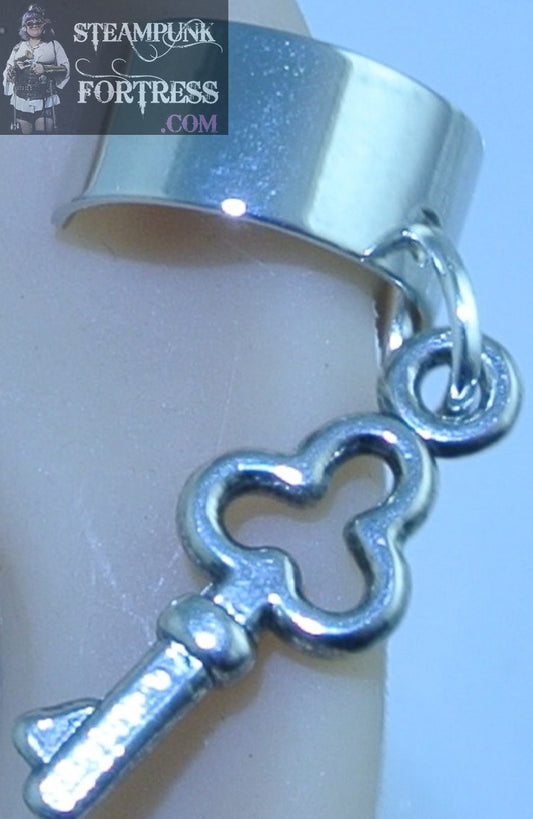 CUFF SILVER KEY TINY TRIDENT EAR CUFF NON PIERCED NON PIERCING STARR WILDE STEAMPUNK FORTRESS