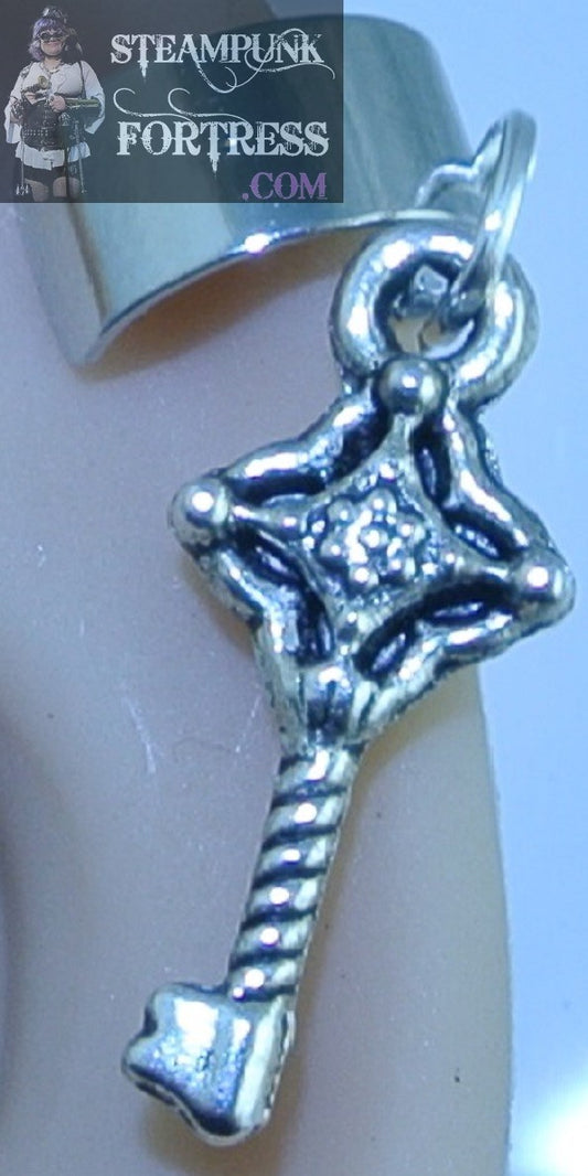 CUFF SILVER KEY TWIST ARM EAR CUFF NON PIERCED NON PIERCING STARR WILDE STEAMPUNK FORTRESS