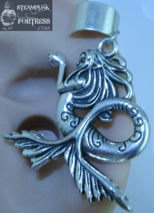 CUFF SILVER MERMAID EAR CUFF ARIEL UNDER THE SEA COSPLAY COSTUME HALLOWEEN NON PIERCED NON PIERCING STARR WILDE STEAMPUNK FORTRESS