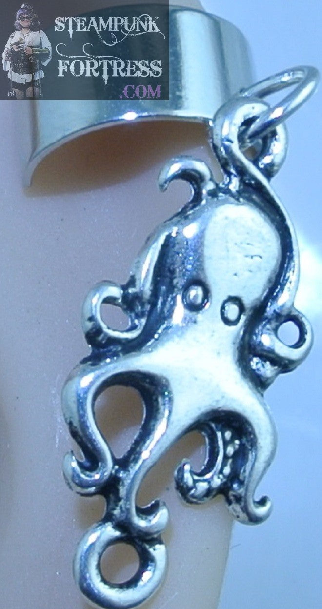 CUFF SILVER OCTOPUS TINY LINK EAR CUFF ARIEL UNDER THE SEA COSPLAY COSTUME HALLOWEEN NON PIERCED NON PIERCING STARR WILDE STEAMPUNK FORTRESS