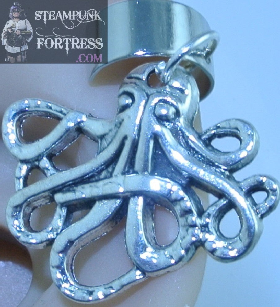 CUFF SILVER OCTOPUS MEDIUM EAR CUFF ARIEL UNDER THE SEA COSPLAY COSTUME HALLOWEEN NON PIERCED NON PIERCING STARR WILDE STEAMPUNK FORTRESS