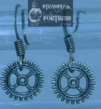 BRASS GEARS 4 ARM DROP WATCH CLOCK PIERCED EARRINGS STARR WILDE STEAMPUNK FORTRESS