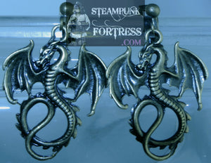 CLIPS BRASS DRAGONS CLIP ON EARRINGS GAME OF THRONES HALLOWEEN COSTUME COSPLAY STARR WILDE STEAMPUNK FORTRESS