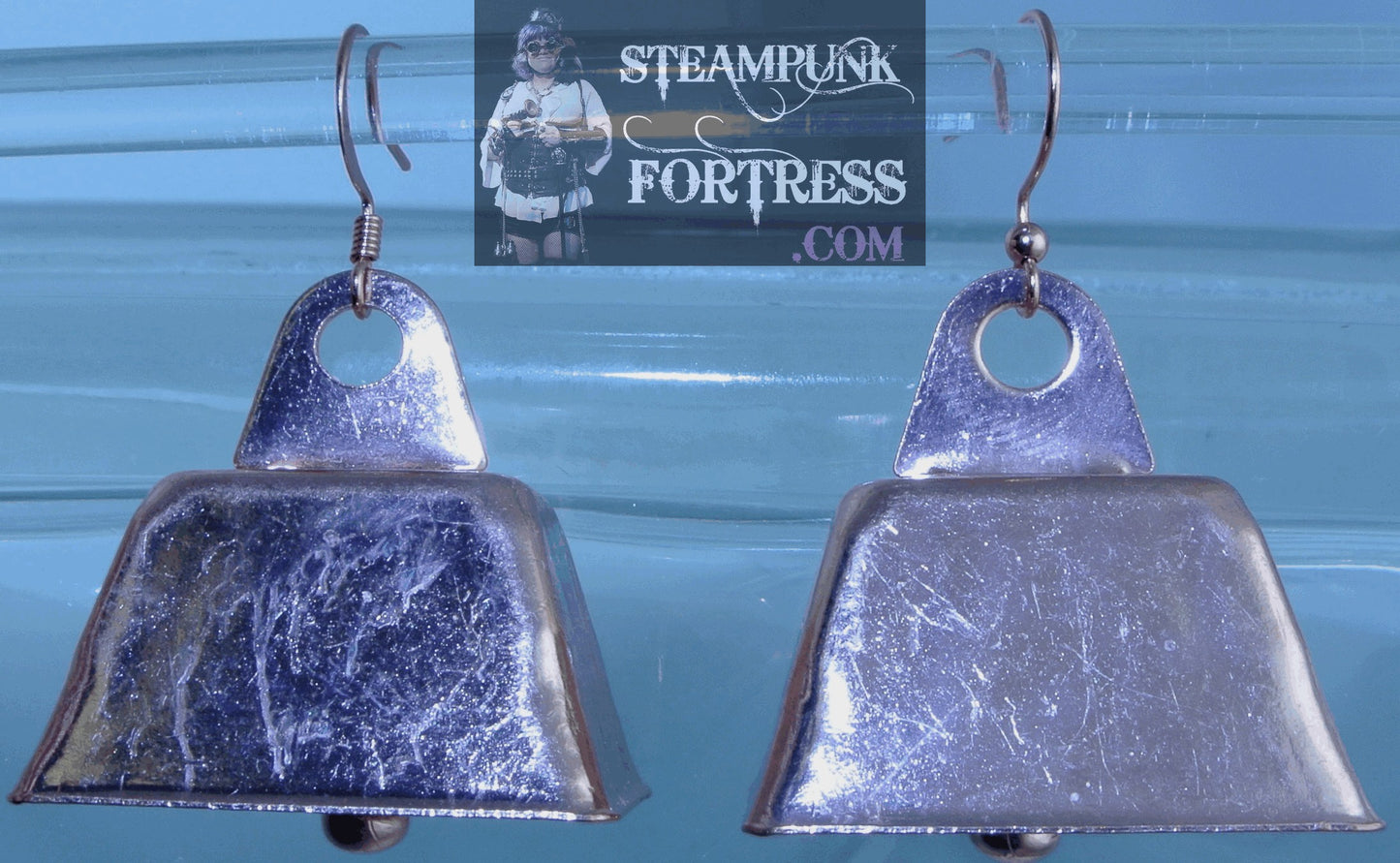 COPPER BRIGHT COW BELLS RINGING PIERCED EARRINGS STARR WILDE STEAMPUNK FORTRESS