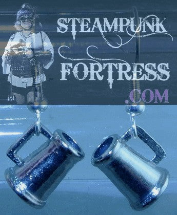 SILVER MUGS CUPS STEINS SMALL PIERCED EARRINGS STARR WILDE STEAMPUNK FORTRESS