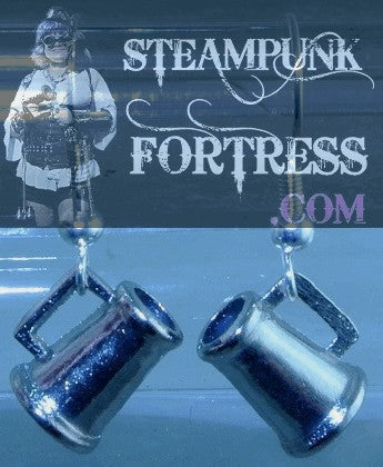 SILVER MUGS CUPS STEINS SMALL PIERCED EARRINGS STARR WILDE STEAMPUNK FORTRESS DUPLICATE