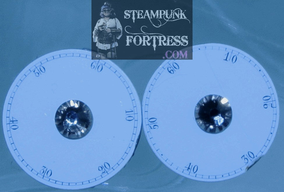 SILVER CLOCK FACE PORCELAIN AUTHENTIC GENUINE SECOND DIAL GREIGE SWAROVSKI CRYSTALS GREY GRAY WATCH STUDS PIERCED EARRINGS STARR WILDE STEAMPUNK FORTRESS