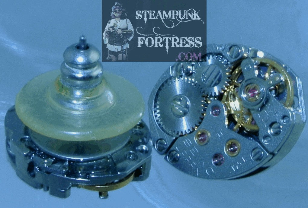 SILVER SEIKO MOVEMENTS COMPLETE AUTHENTIC GENUINE WATCH CLOCK STUDS PIERCED EARRINGS STARR WILDE STEAMPUNK FORTRESS