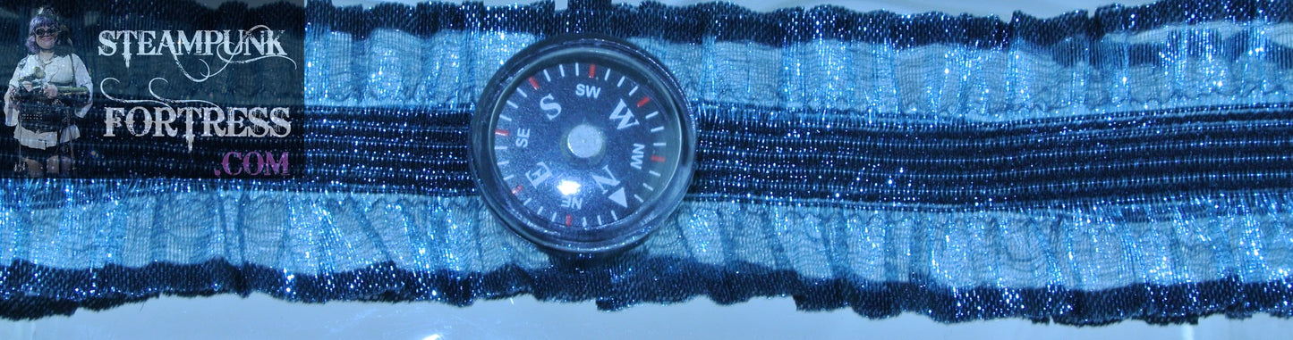 BLUE BLACK SHEER BLACK WORKING COMPASS GARTER STARR WILDE STEAMPUNK FORTRESS