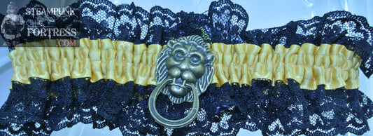 YELLOW XL PLUS BRASS LION DOOR KNOCKER BLACK LACE GARTER ASLAN CHRONICLES OF NARNIA GAME OF THRONES COSPLAY COSTUME HALLOWEEN STARR WILDE STEAMPUNK FORTRESS