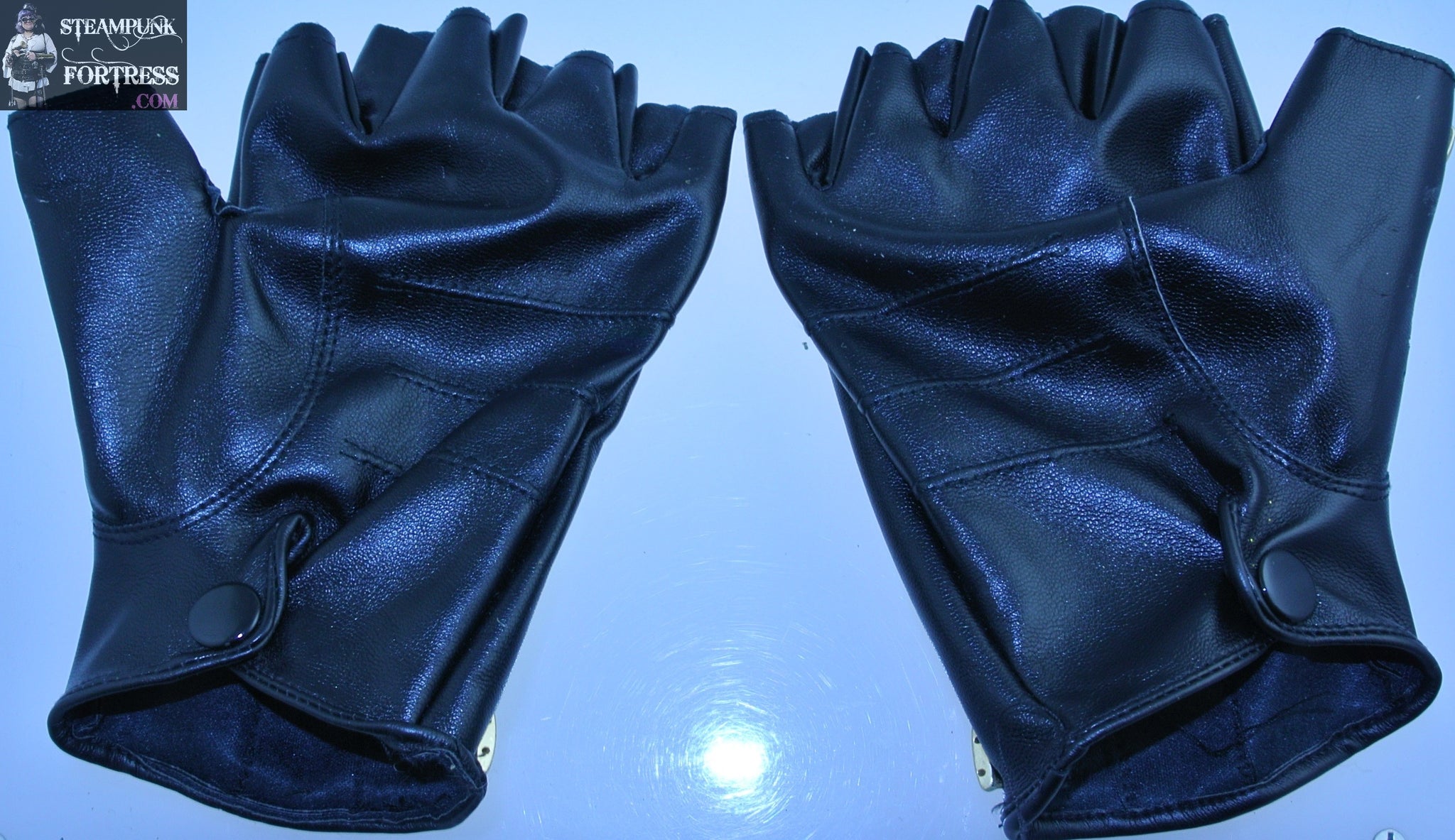 Skeleteen Fingerless Faux Leather Gloves