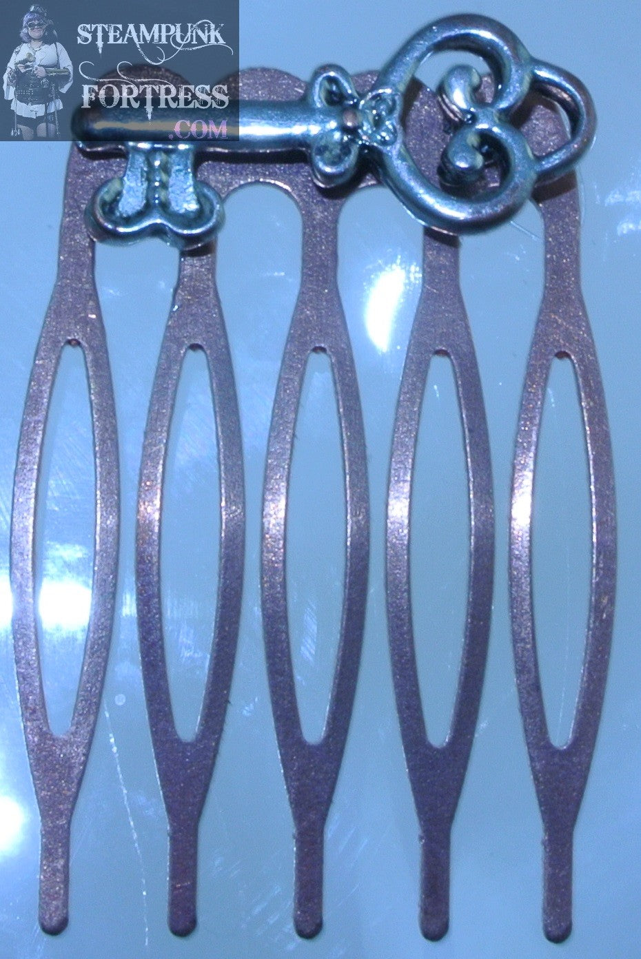 HAIR COMB COPPER KEY SILVER SMALL JEWELRY STARR WILDE STEAMPUNK FORTRESS VICTORIAN WEDDING KEY TO MY HEART