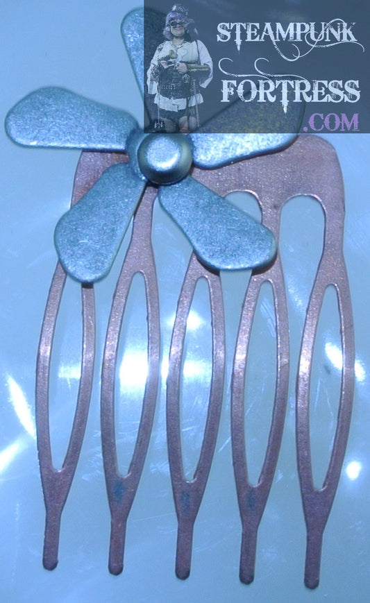 HAIR COMB COPPER KINETIC SPINNING SPINS SILVER 5 ARM PROPELLER STARR WILDE STEAMPUNK FORTRESS