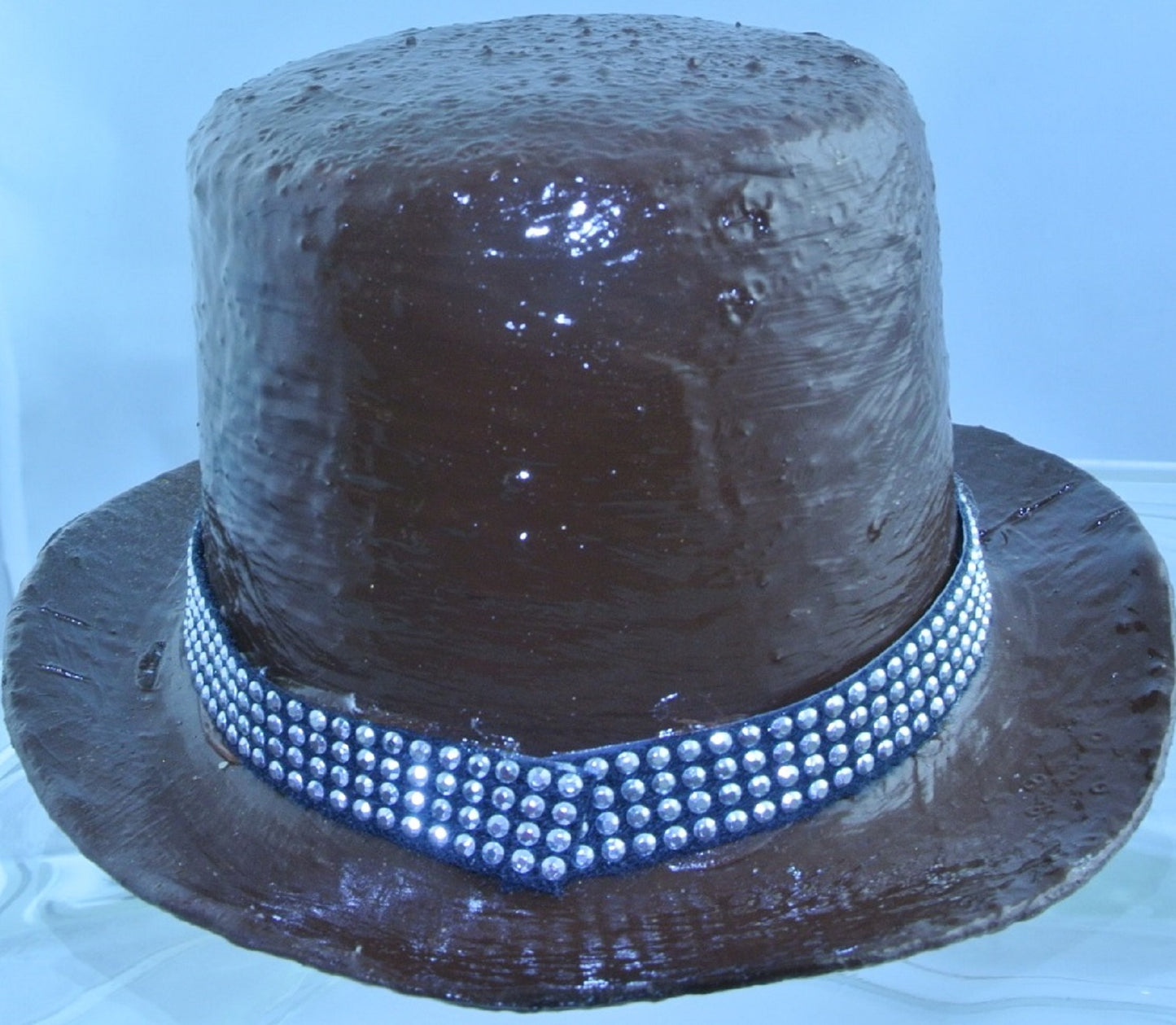BROWN SILVER DRAGON FRONT BLACK 4 ROW SILVER STUDDED RIBBON BAND SMALL MINI TOP HAT STARR WILDE STEAMPUNK FORTRESS