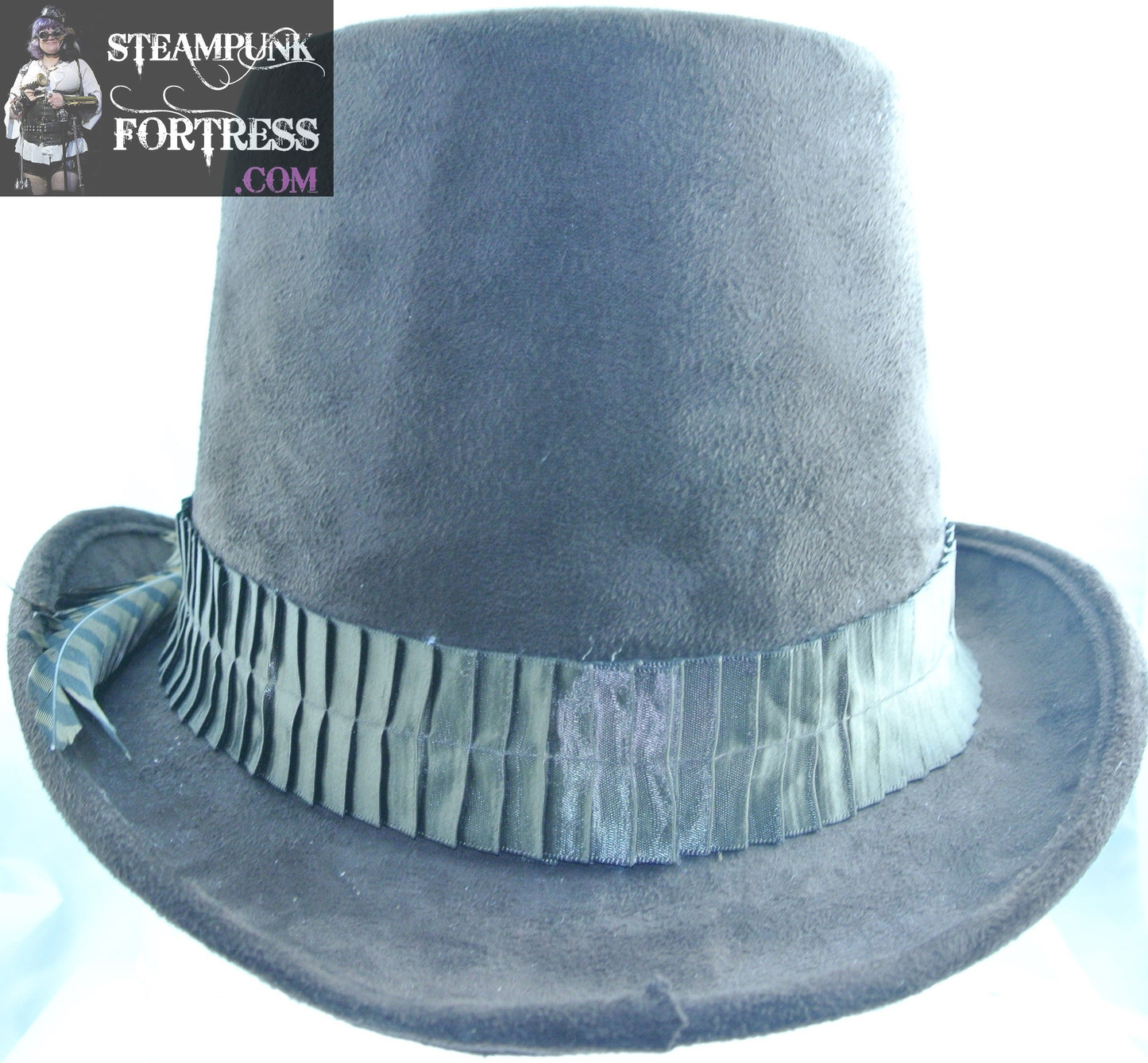 BROWN PHEASANT BIRD BROWN DOUBLE FOLD PLEATED SATIN BAND BROWN 2XL XXL FULL SIZE TOP HAT STARR WILDE STEAMPUNK FORTRESS