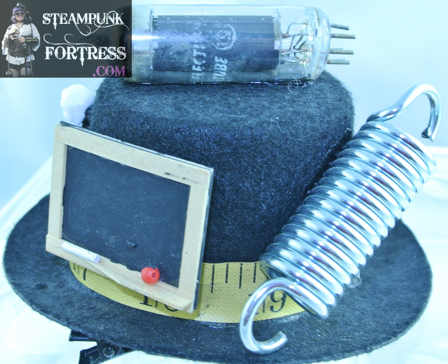 BLACK FRACTURED DOLL CHALKBOARD SPRING CARD BIRDHOUSE FUSE THIMBLE ROCKET TOP TAPE MEASURE BAND XS EXTRA SMALL MINI TOP HAT STARR WILDE STEAMPUNK FORTRESS
