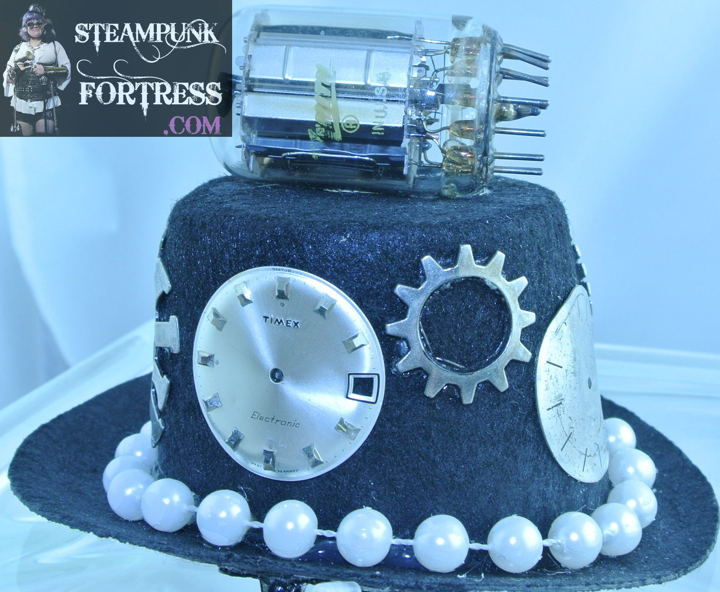BLACK 3 SILVER CLOCK WATCH FACES DIALS 2 XL EXTRA LARGE GEARS GEAR PEARL BAND ROCKET TOP XS EXTRA SMALL MINI TOP HAT STARR WILDE STEAMPUNK FORTRESS