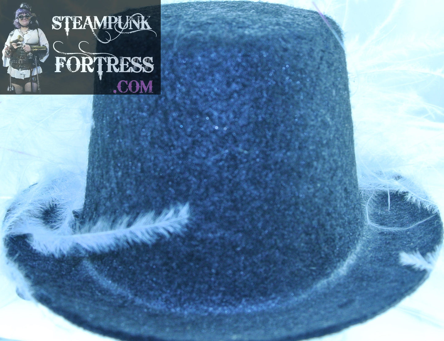 BLACK WHITE MARIBOU FEATHERS SHEER VEIL XS EXTRA SMALL MINI TOP HAT STARR WILDE STEAMPUNK FORTRESS