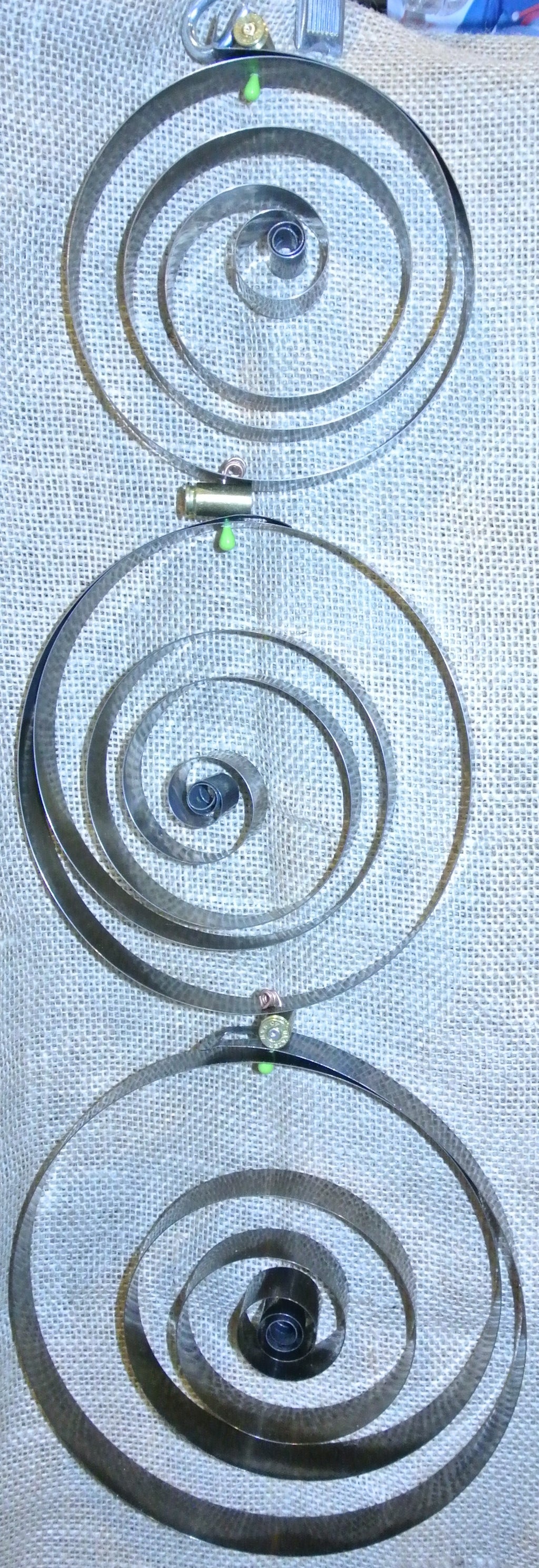 MOBILE 3 CIRCLES GREEN TIPPED COPPER HEAD PINS BULLETS IN BETWEEN S HOOK STARR WILDE STEAMPUNK HOME DECORATIONS