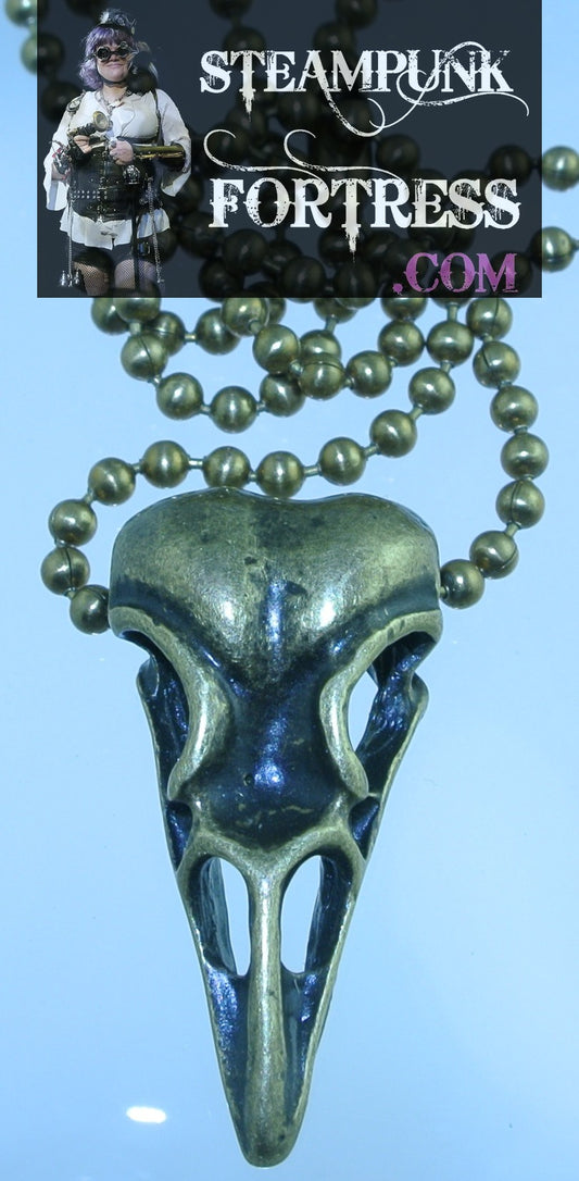BRASS GOLD RAVEN SKULL PLAGUE DOCTOR DR MASK NECKLACE STARR WILDE STEAMPUNK FORTRESS