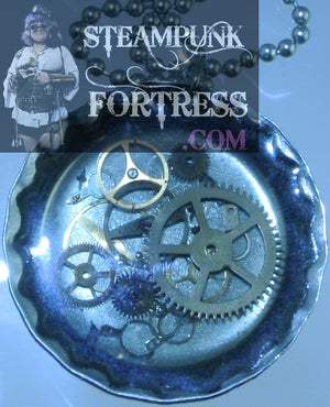 SILVER BOTTLECAP #1 GOLD AUTHENTIC GENUINE WATCH CLOCK GEARS NECKLACE STARR WILDE STEAMPUNK FORTRESS
