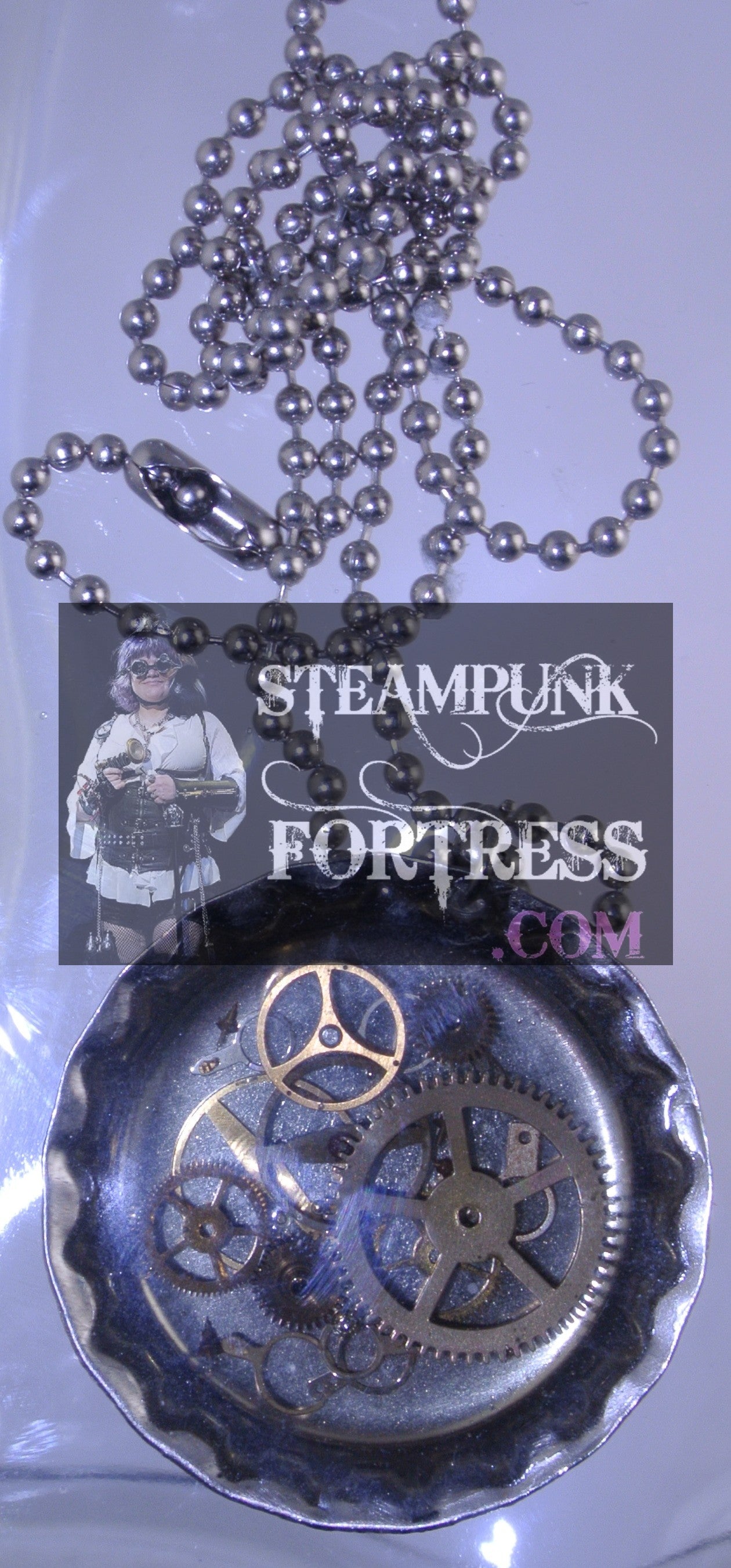SILVER BOTTLECAP #1 GOLD AUTHENTIC GENUINE WATCH CLOCK GEARS NECKLACE STARR WILDE STEAMPUNK FORTRESS