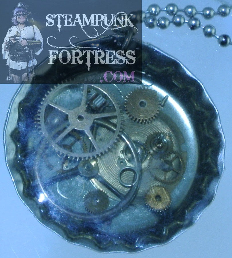 SILVER BOTTLECAP #3 GOLD AUTHENTIC GENUINE CLOCK WATCH GEARS NECKLACE STARR WILDE STEAMPUNK FORTRESS
