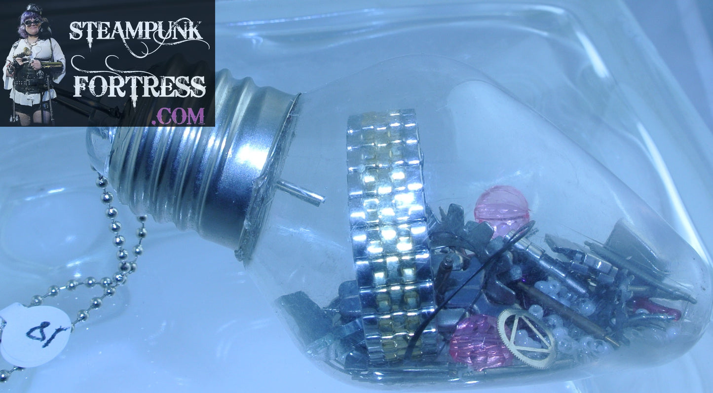 CHRISTMAS ORNAMENT LIGHTBULB LIGHT BULB #18 SILVER CLASPS AUTHENTIC GENUINE WATCH CLOCK BANDS PINK CRYSTALS PEARLS STARR WILDE STEAMPUNK FORTRESS