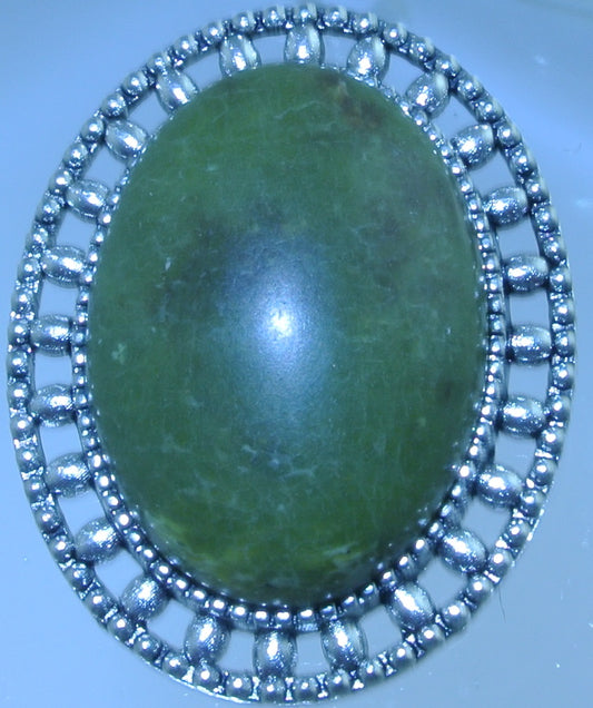 SILVER VESUVIANITE GEMSTONE PIN BROOCH STARR WILDE STEAMPUNK FORTRESS