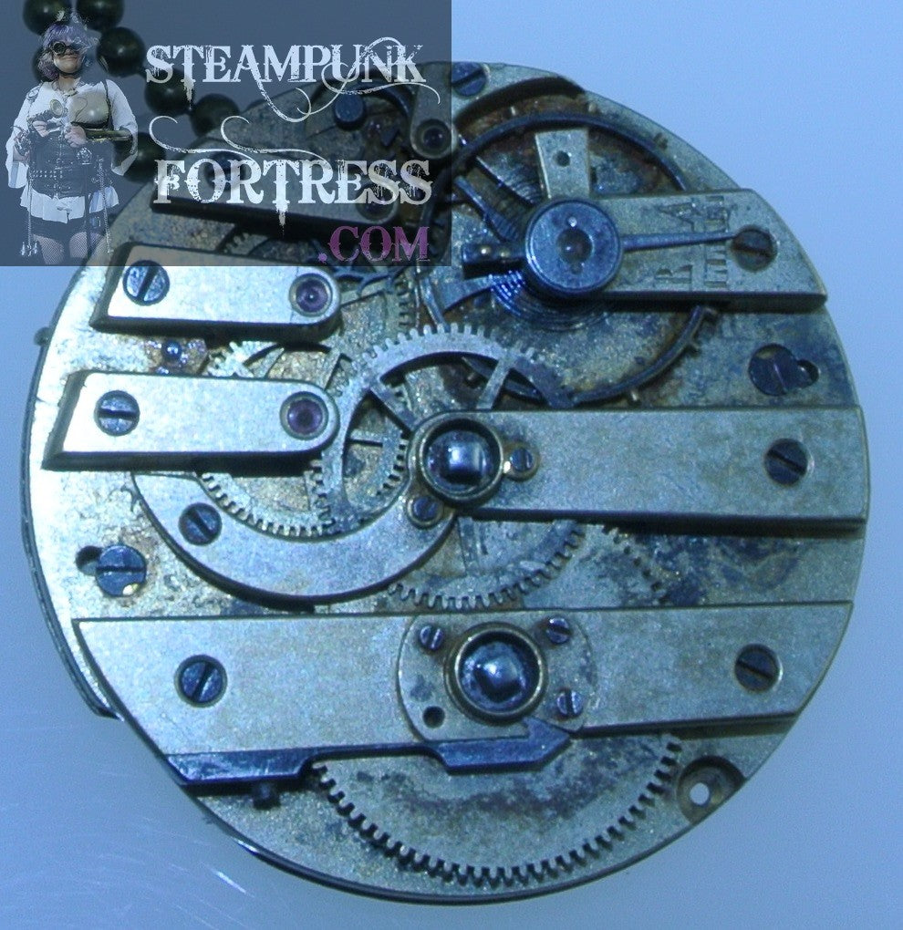 PIN BROOCH BRASS GENUINE AUTHENTIC WATCH CLOCK POCKETWATCH MOVEMENT COMPLETE HAMILTON NECKLACE MULTI USE VERSATILE STARR WILDE STEAMPUNK FORTRESS