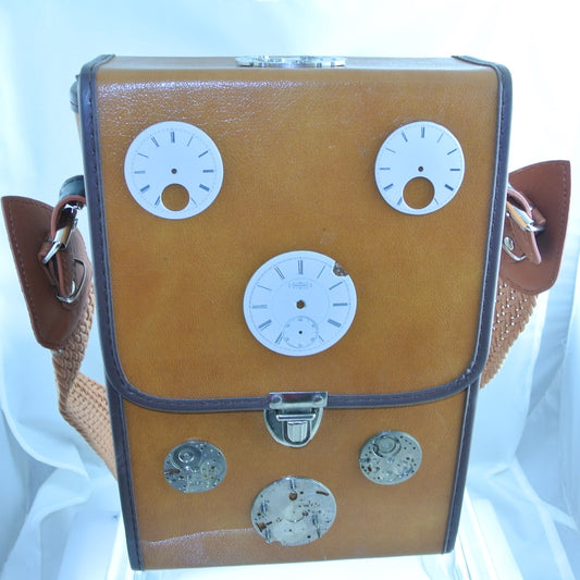 TAN TALL BROWN 3 PORCELAIN DIALS WATCH CLOCK FACES 3 MOVEMENTS FRONT PURSE STARR WILDE STEAMPUNK FORTRESS