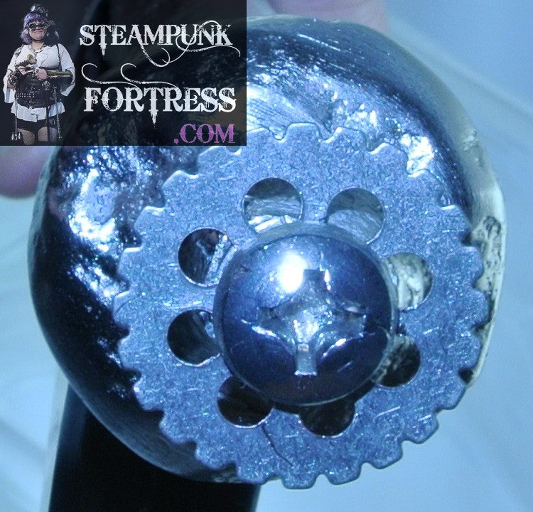 BLACK SILVER HAMMERED ROCKET FRONT SILVER GEAR BACK RAY GUN STARR WILDE STEAMPUNK FORTRESS COSPLAY COSTUME