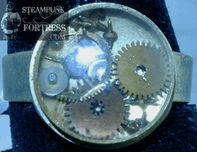 BRASS .5" WATCH CLOCK CASE 2011 BRASS BASE GENUINE AUTHENTIC GOLD GEARS ADJUSTABLE RING STARR WILDE STEAMPUNK FORTRESS