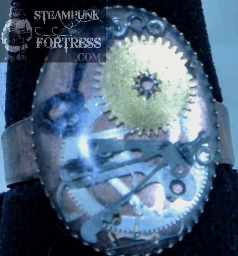 COPPER OVAL GOLD SILVER GEARS AUTHENTIC GENUINE WATCH CLOCK ADJUSTABLE RING STARR WILDE STEAMPUNK FORTRESS