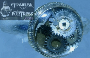 SILVER .33" RUSTED GEARS AUTHENTIC GENUINE WATCH CLOCK CASE ADJUSTABLE RING STARR WILDE STEAMPUNK FORTRESS