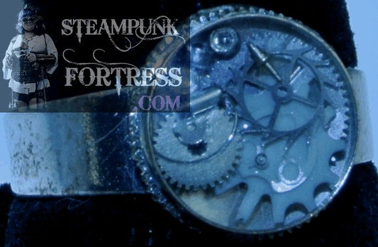 SILVER .33 " SILVER GEARS SMALL EDGE AUTHENTIC GENUINE WATCH CLOCK ADJUSTABLE RING STARR WILDE STEAMPUNK FORTRESS