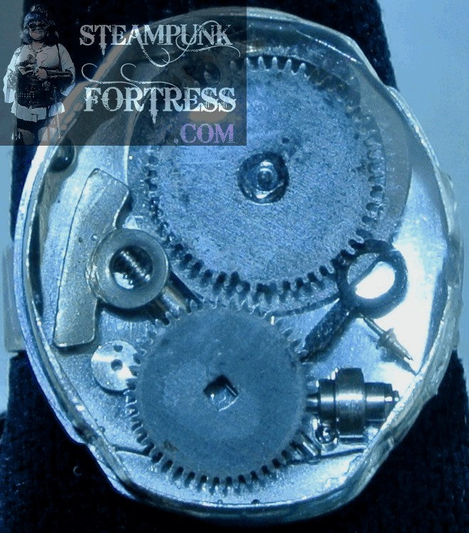SILVER HEX #4 GEARS AUTHENTIC GENUINE WATCH CLOCK ADJUSTABLE RING STARR WILDE STEAMPUNK FORTRESS