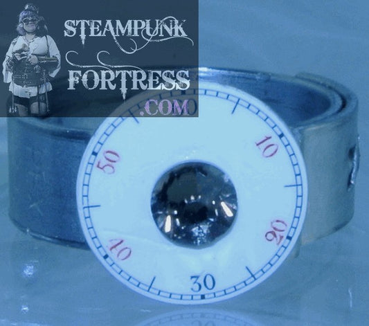 SILVER FACE PEX PORCELAIN SECOND DIAL AUTHENTIC GENUINE CLOCK WATCH GREIGE SWAROVSKI CRYSTAL ADJUSTABLE RING STARR WILDE STEAMPUNK FORTRESS